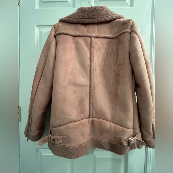 Loft Faux Pink Suede Aviator Jacket Size S - Picture 7 of 13